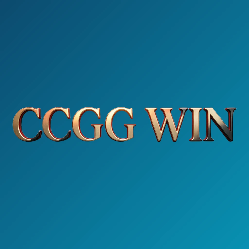 Luxury casino logo for CCGG WIN featuring rich gold gradient text with red and black accents, elegant lighting effects, and a high-end entertainment style on a transparent background, designed as a wide horizontal rectangular wordmark for website header